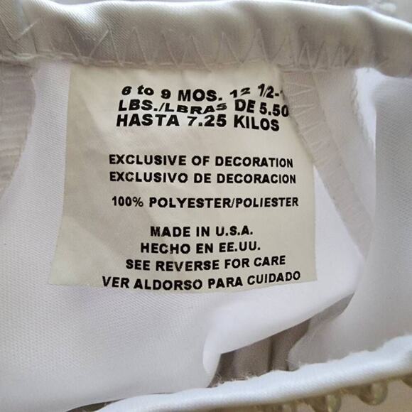 Infant Baby Girl Formal Dress, Embroidery & Beads Baptism Christening Gown, 6-9m - Picture 2 of 10